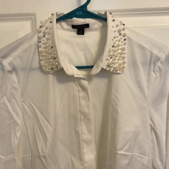 Ann Taylor Button Down with Embellished Collar - Picture 2 of 6